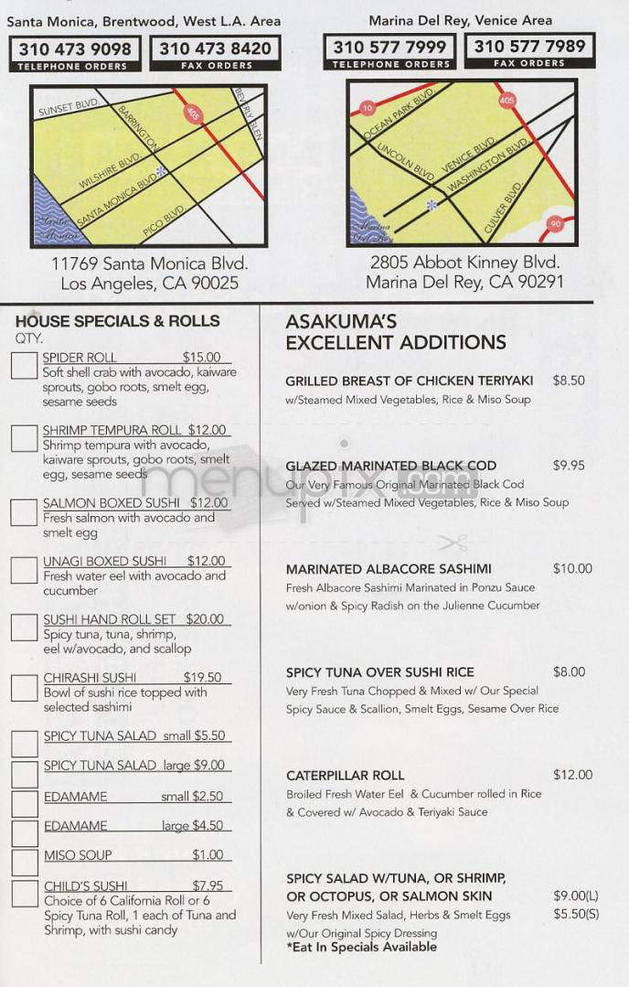Asakuma - Beverly Hills, CA menu_pic