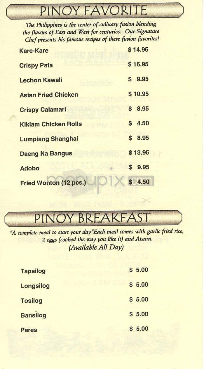 Asian Noodles - Glendale, CA menu_pic