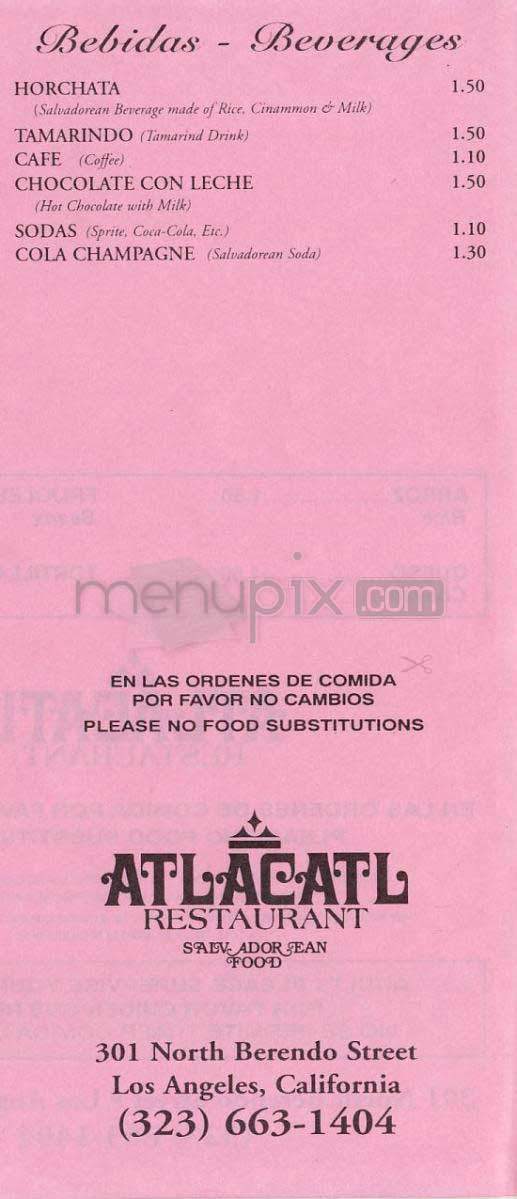 Atlacatl - Los Angeles, CA menu_pic