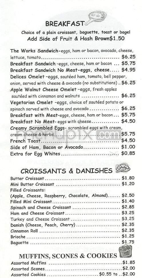 Aux Delices French Bakery - Pasadena, CA menu_pic