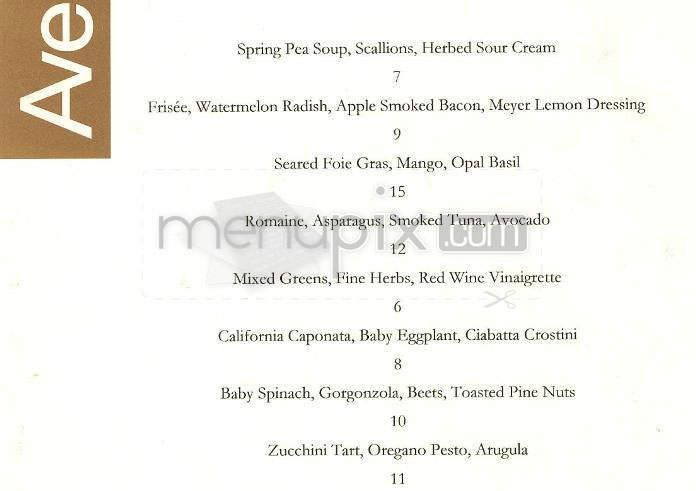 Avenue - Manhattan Beach, CA menu_pic