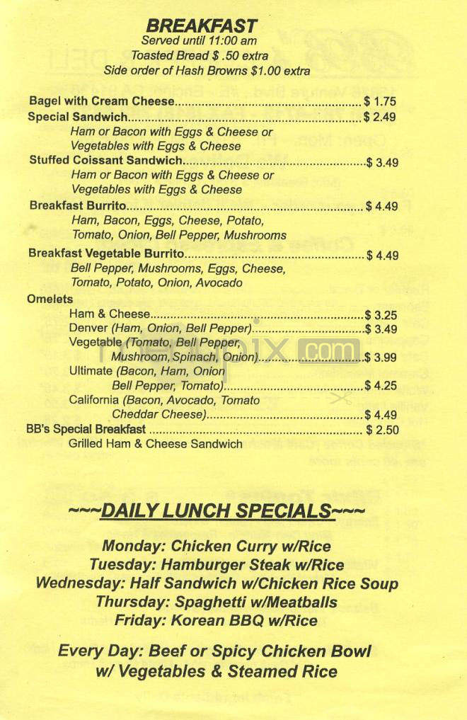 BB's Coffee & Deli - Encino, CA menu_pic