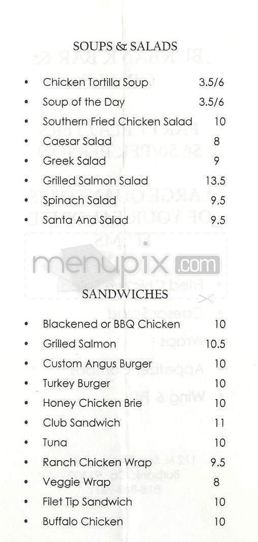 Burbank Bar & Grill - Burbank, CA menu_pic
