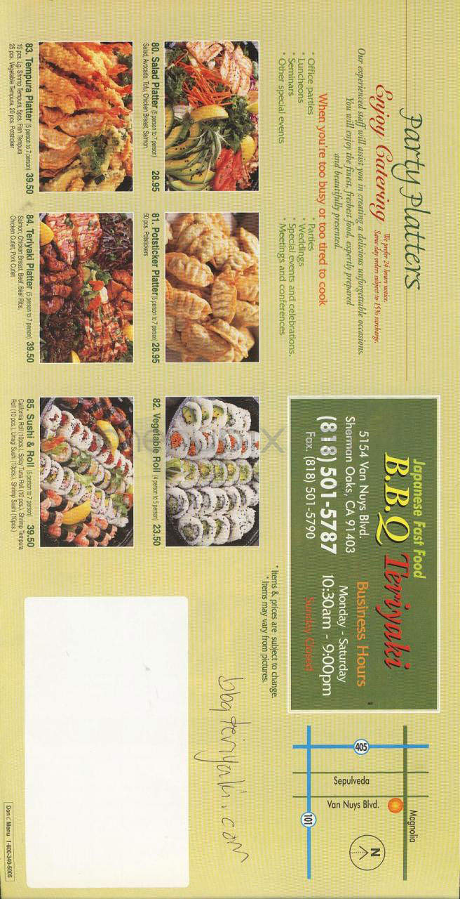 BBQ Teriyaki & Sushi - Sherman Oaks, CA menu_pic
