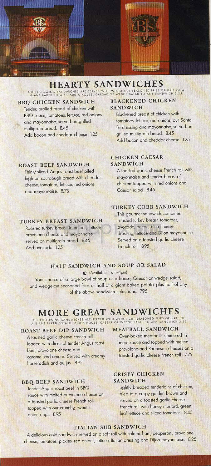 BJ's Restaurant & Brewery - Los Angeles, CA menu_pic