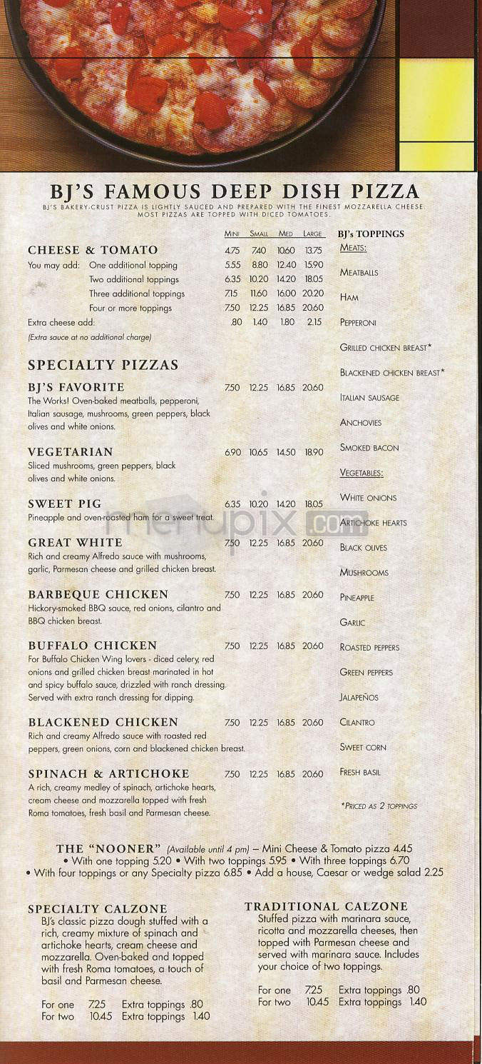 BJ's Restaurant & Brewery - Los Angeles, CA menu_pic
