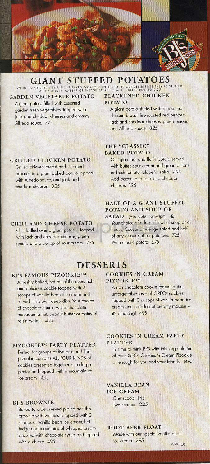 BJ's Restaurant & Brewery - Los Angeles, CA menu_pic
