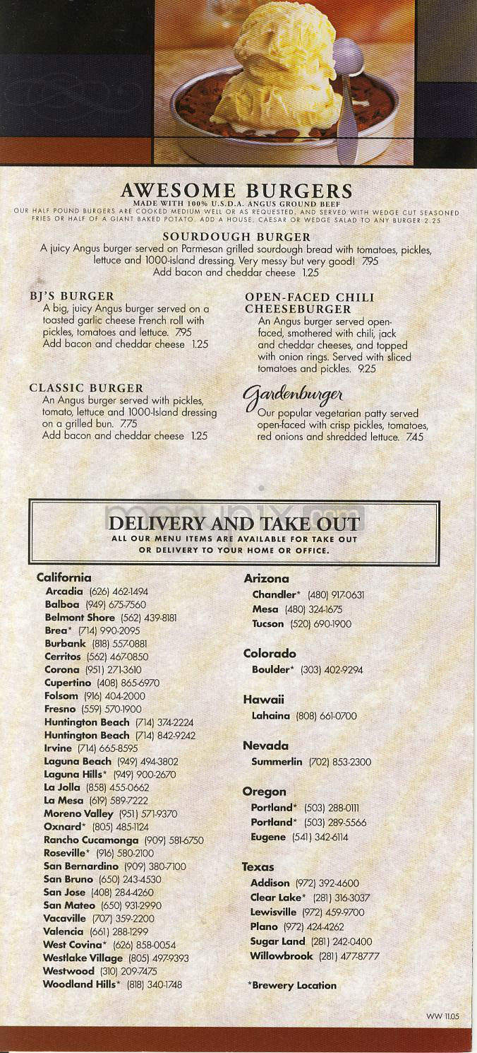 BJ's Restaurant & Brewery - Los Angeles, CA menu_pic