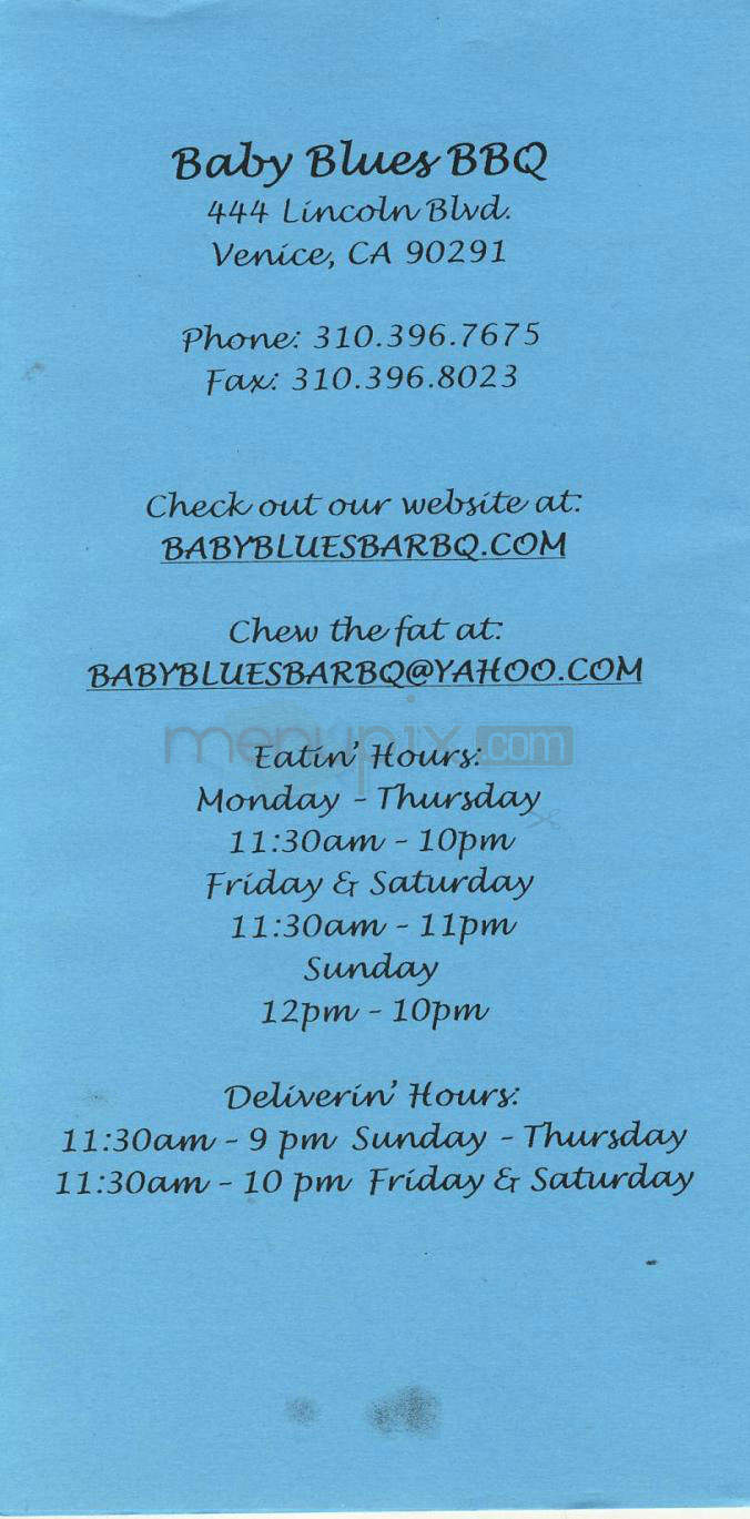 Baby Blues BBQ - Venice, CA menu_pic