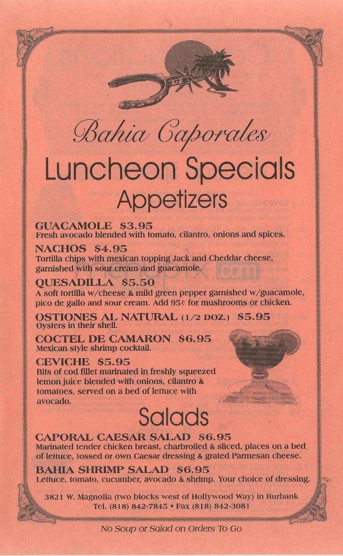 Bahia Caporales - Burbank, CA menu_pic