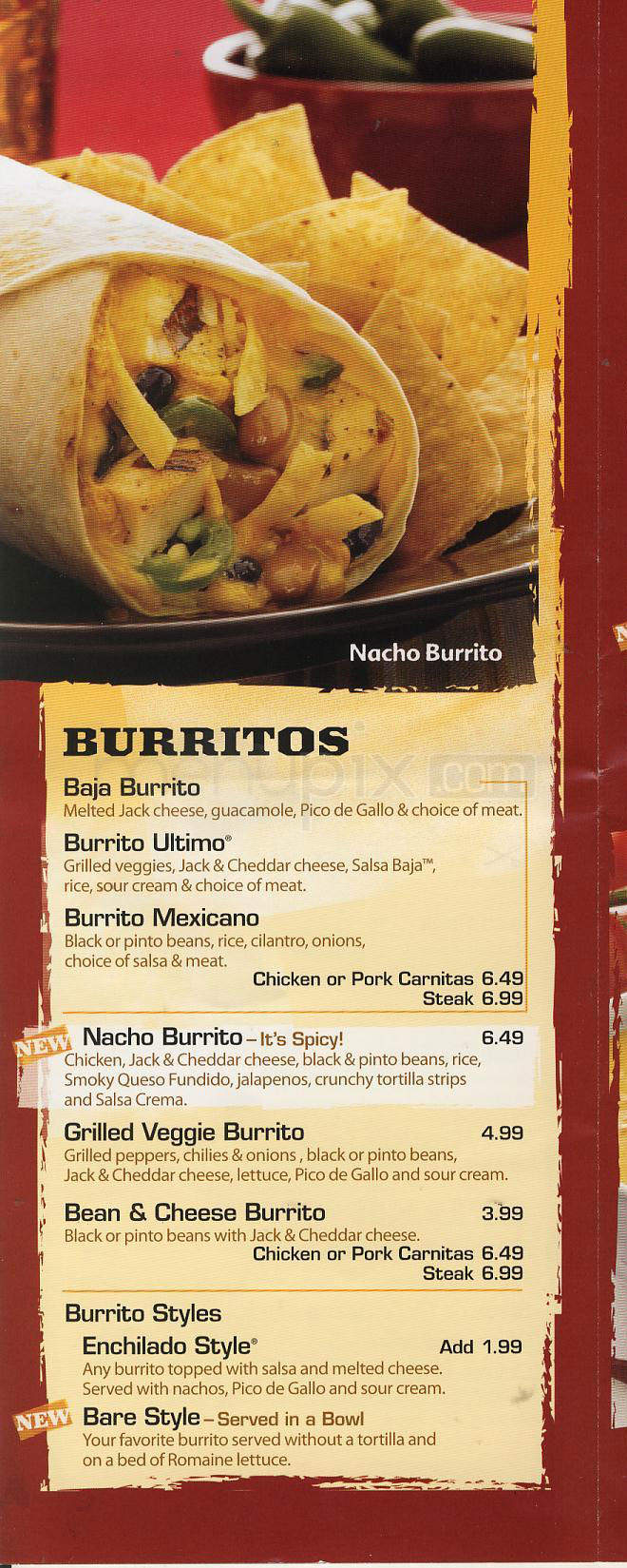 Baja Fresh Mexican Grill - West Hollywood, CA menu_pic