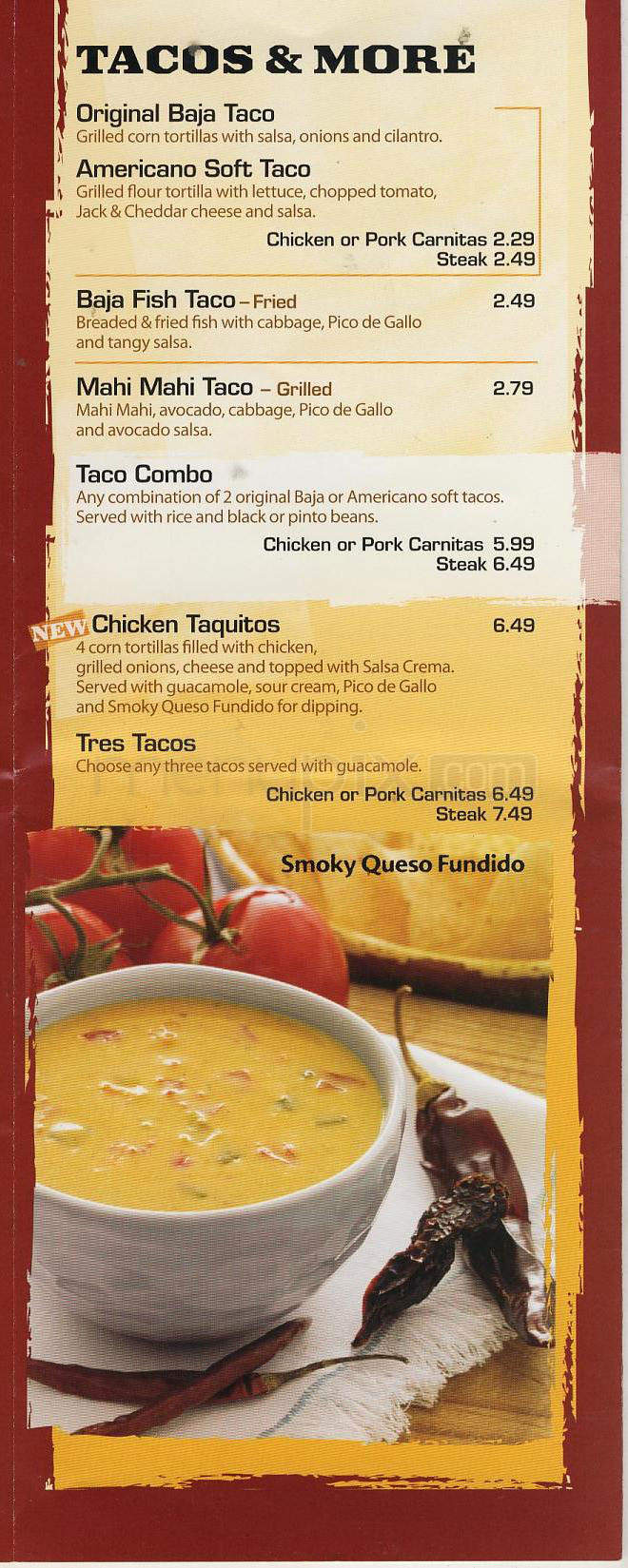 Baja Fresh Mexican Grill - West Hollywood, CA menu_pic