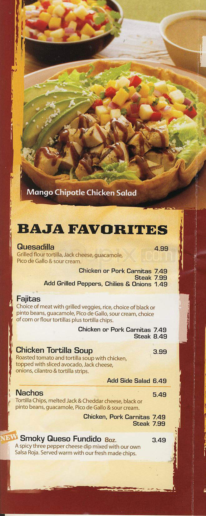 Baja Fresh Mexican Grill - West Hollywood, CA menu_pic