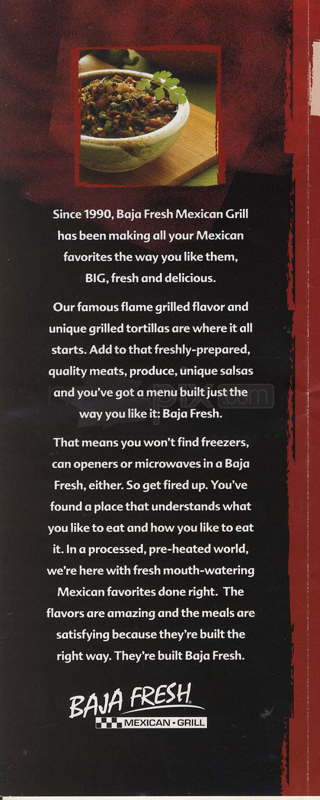 Baja Fresh Mexican Grill - West Hollywood, CA menu_pic