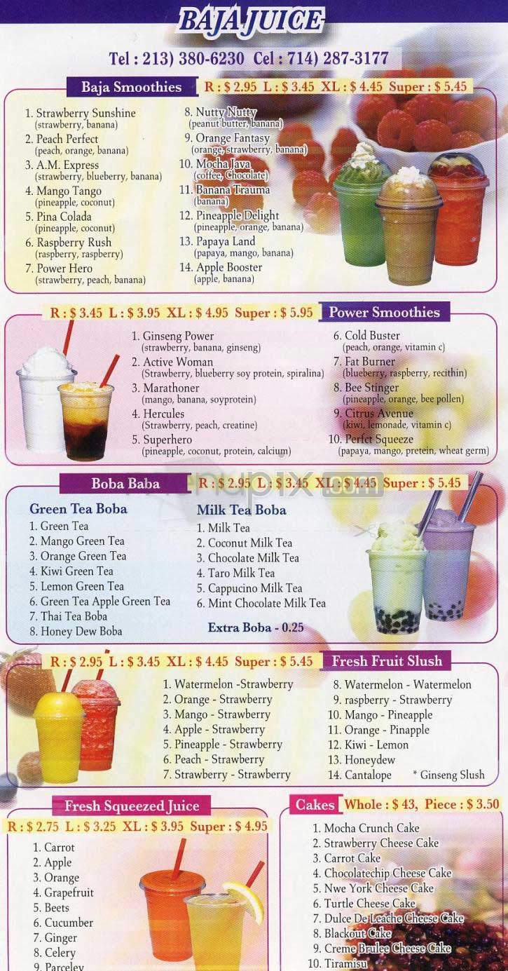Baja Juice - Los Angeles, CA menu_pic