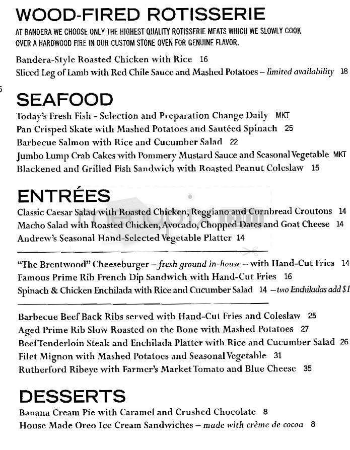 Bandera - Los Angeles, CA menu_pic