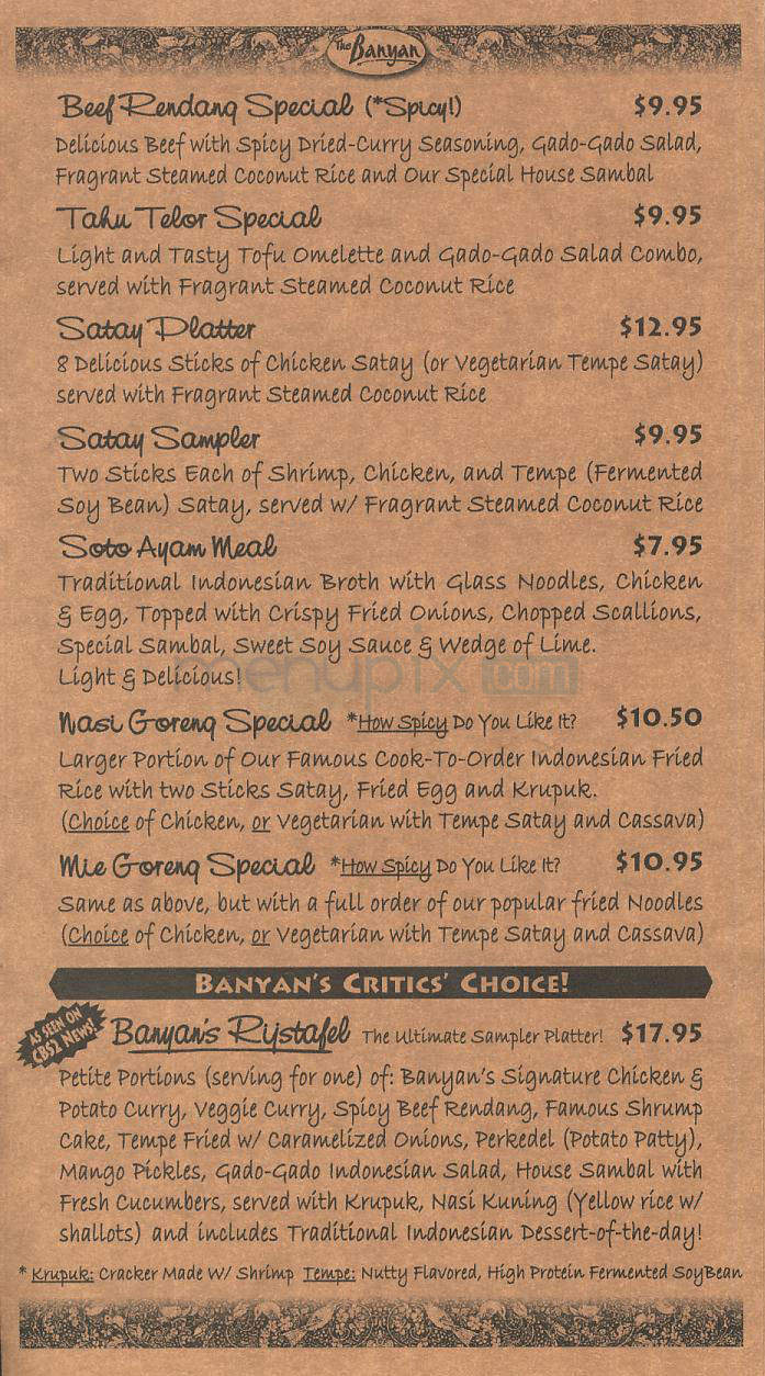 Banyan Indonesian - Manhattan Beach, CA menu_pic