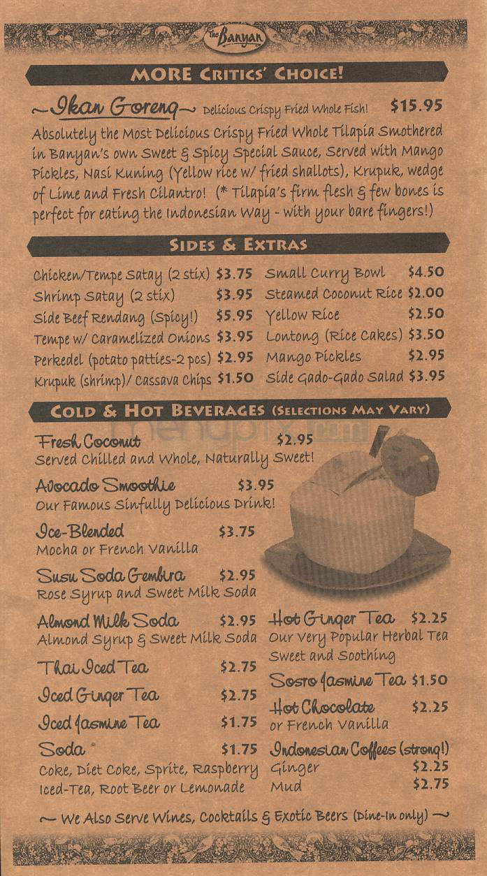 Banyan Indonesian - Manhattan Beach, CA menu_pic