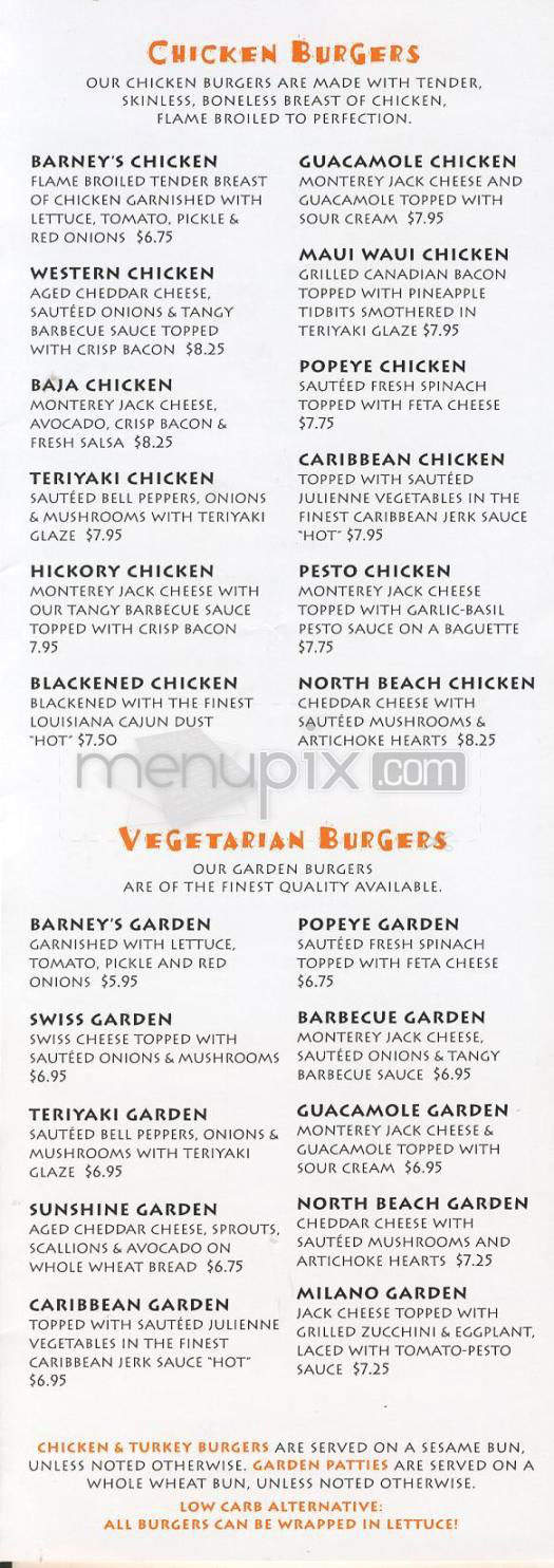 Barney's Gourmet Hamburger - Los Angeles, CA menu_pic