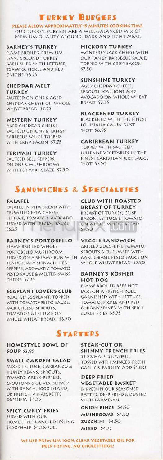 Barney's Gourmet Hamburger - Los Angeles, CA menu_pic