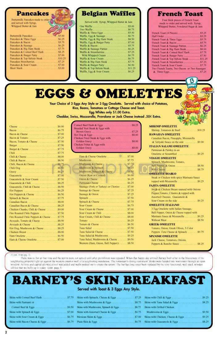 Barney's Beanery - Santa Monica, CA menu_pic