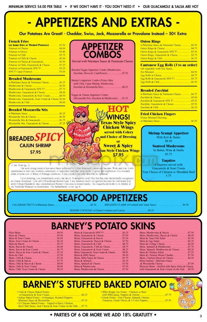 Barney's Beanery - Santa Monica, CA menu_pic