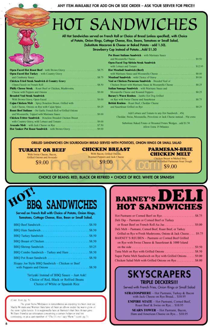 Barney's Beanery - Santa Monica, CA menu_pic