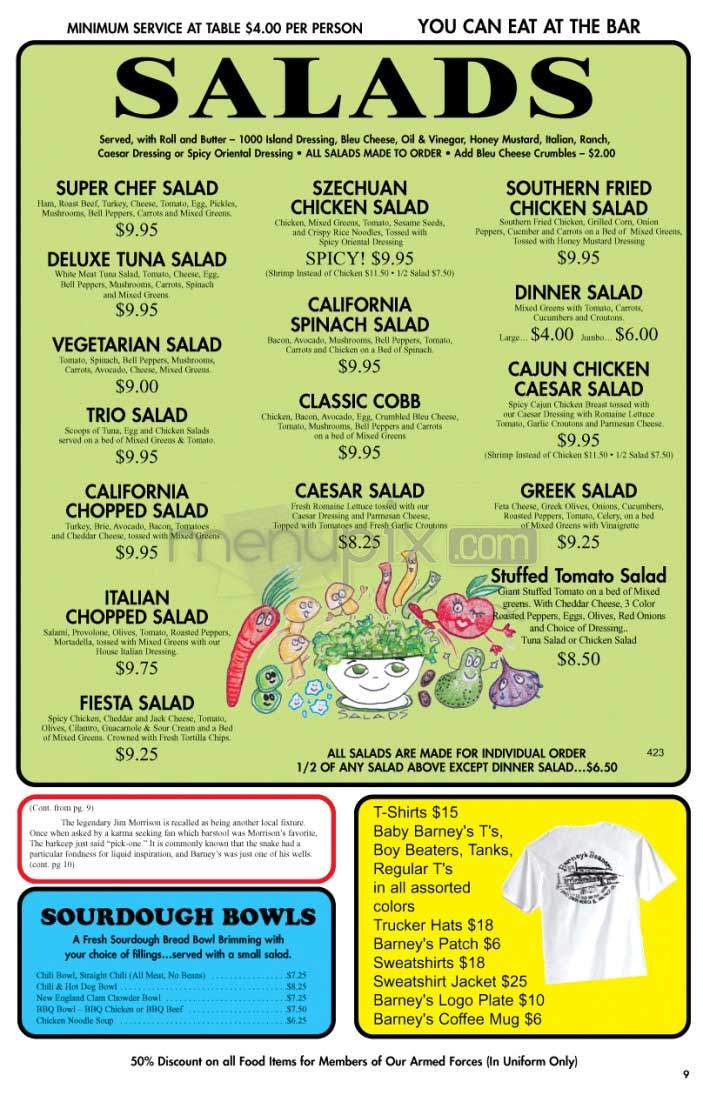 Barney's Beanery - Santa Monica, CA menu_pic