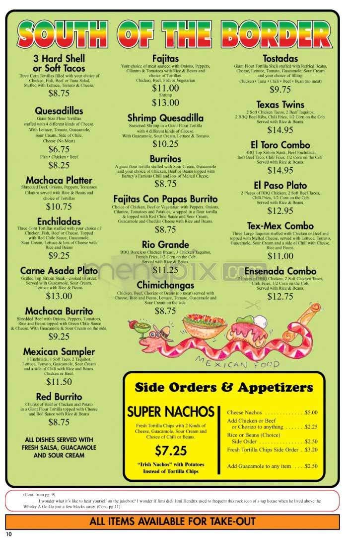 Barney's Beanery - Santa Monica, CA menu_pic