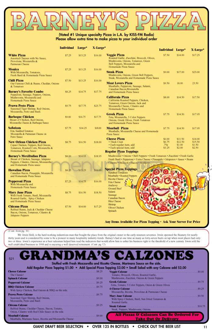 Barney's Beanery - Santa Monica, CA menu_pic