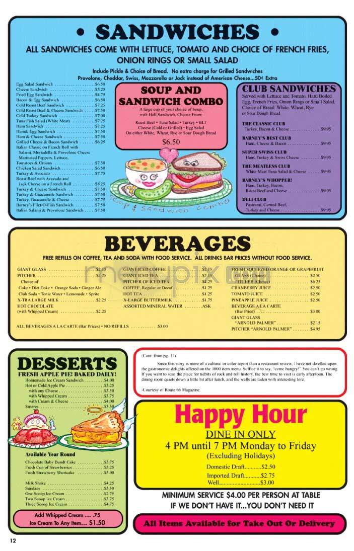 Barney's Beanery - Santa Monica, CA menu_pic