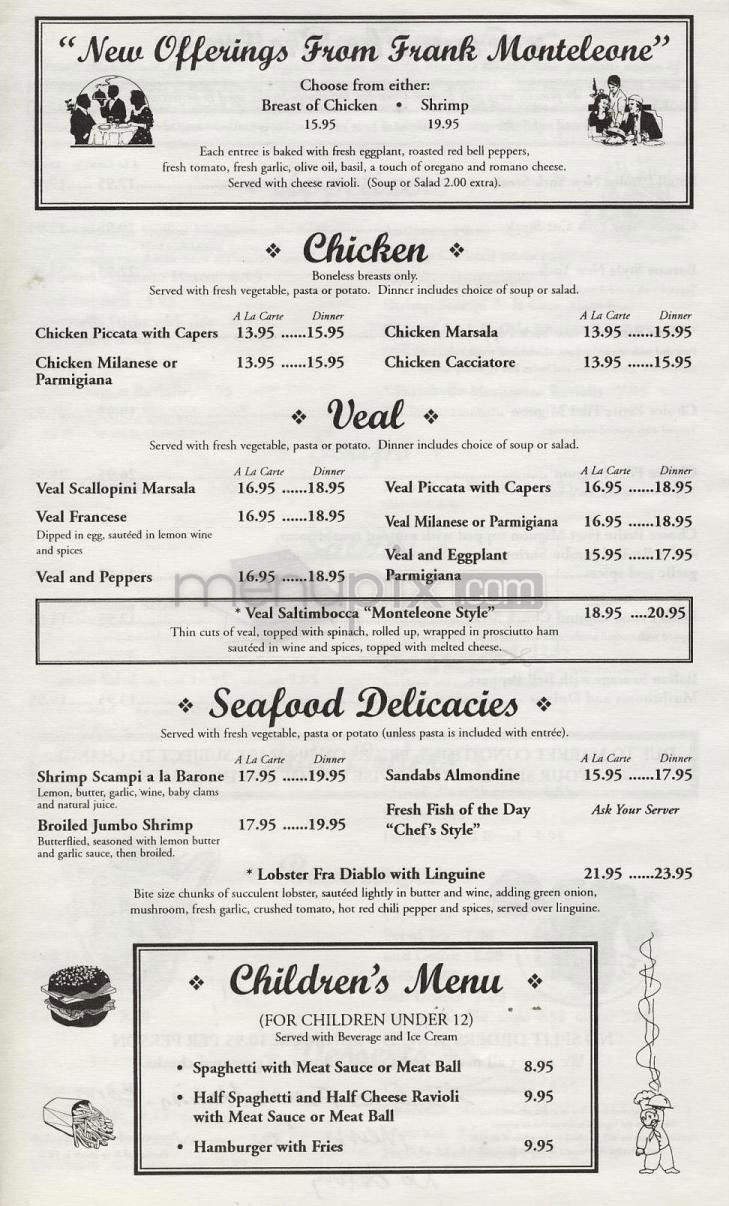 Barone's Famous Italian Restaurant - Sherman Oaks, CA menu_pic