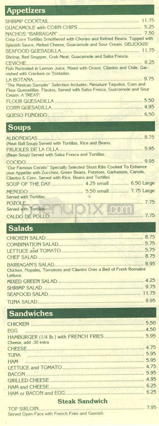 Barragan's - Glendale, CA menu_pic