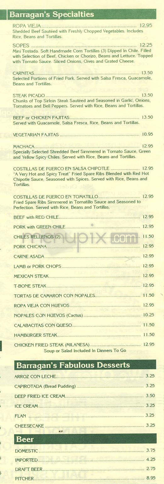 Barragan's - Glendale, CA menu_pic