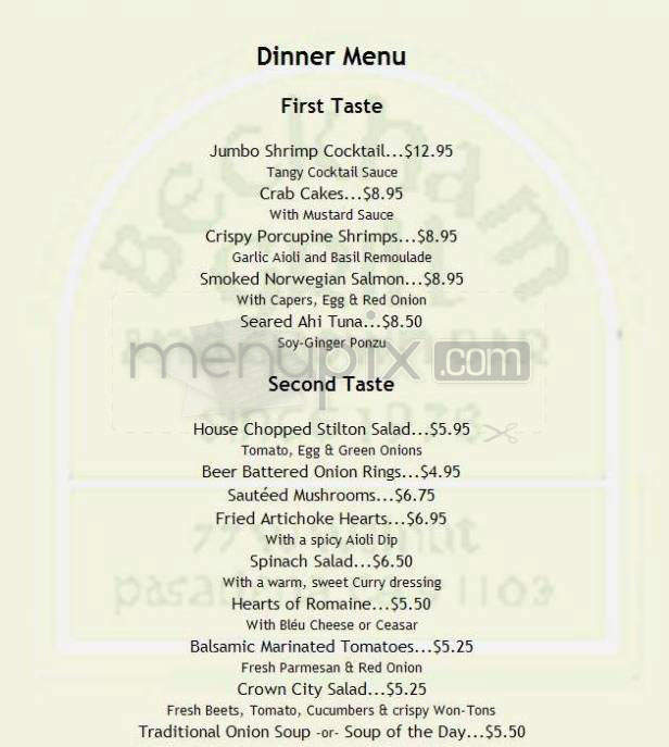 Beckham Grill Restaurant - Pasadena, CA menu_pic