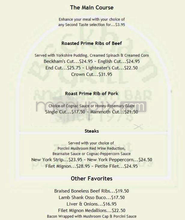 Beckham Grill Restaurant - Pasadena, CA menu_pic