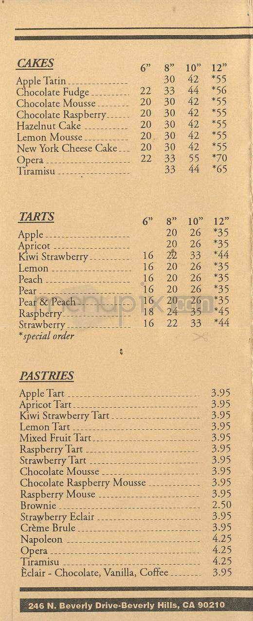 Belwood Bakery Cafe - Beverly Hills, CA menu_pic