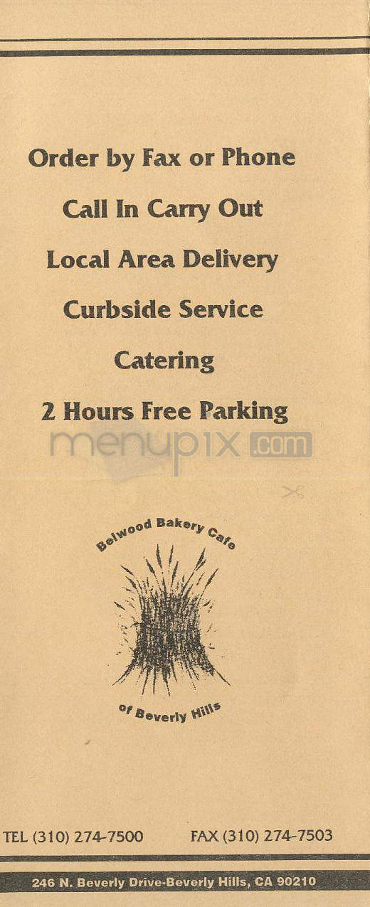 Belwood Bakery Cafe - Beverly Hills, CA menu_pic