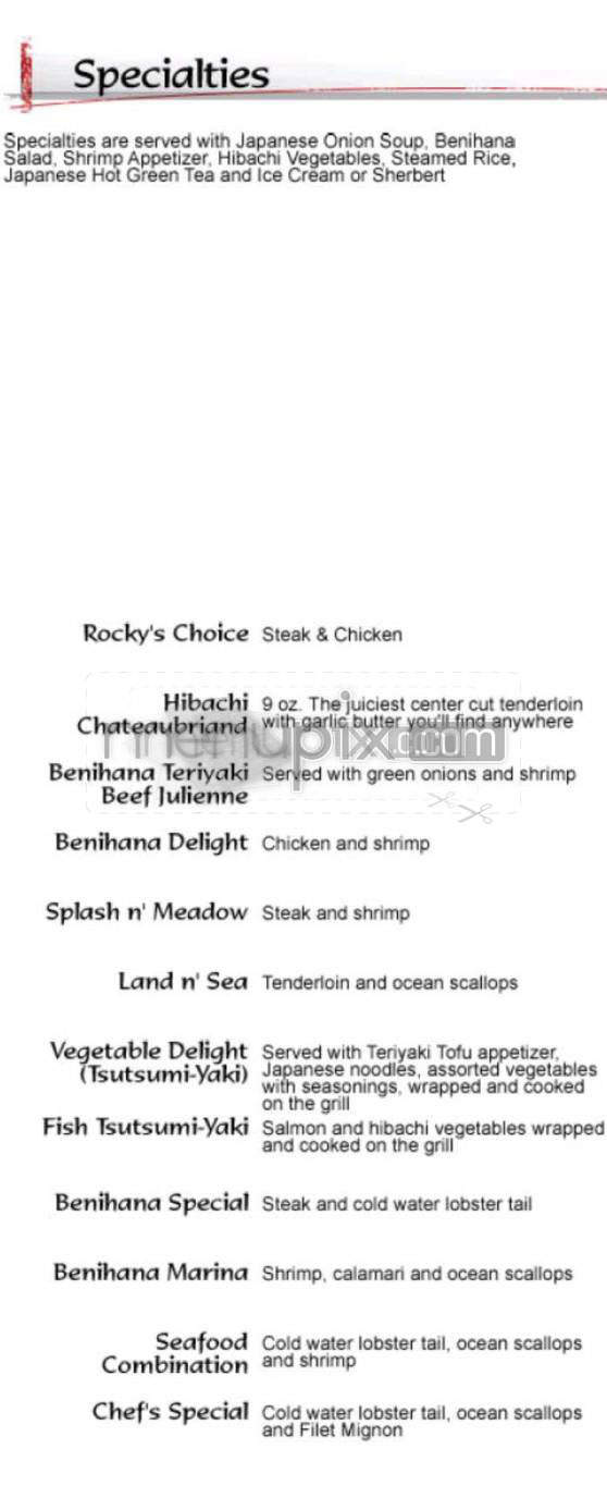 Benihana - Beverly Hills, CA menu_pic