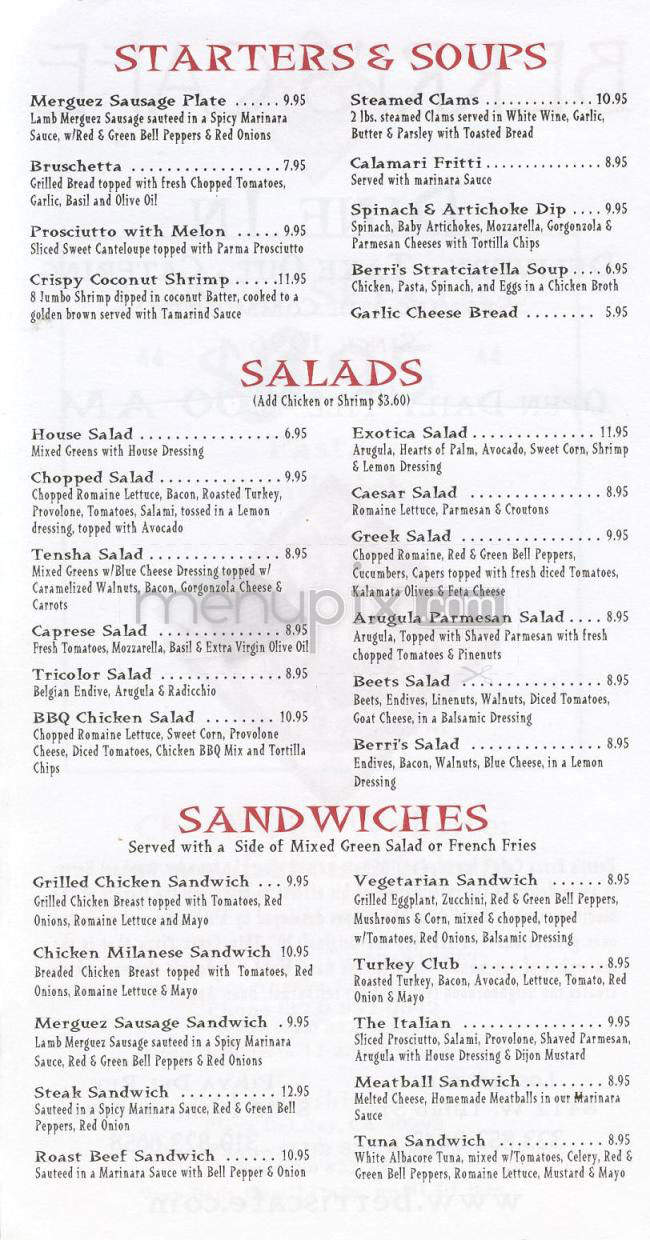 Berri's Cafe - Los Angeles, CA menu_pic