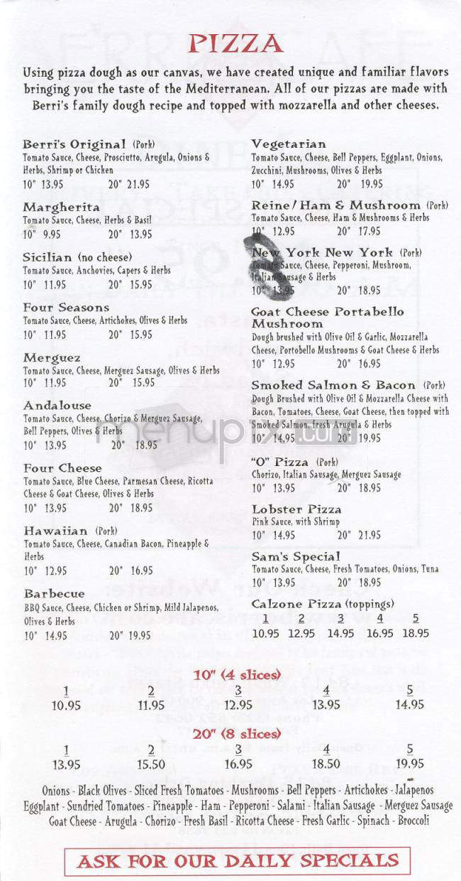 Berri's Cafe - Los Angeles, CA menu_pic