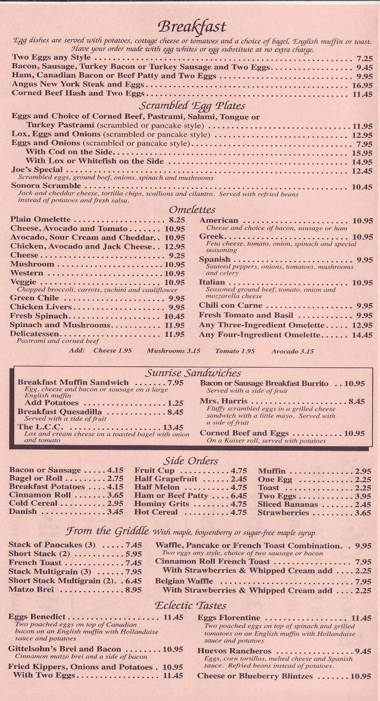 Beverly Glen Deli - Los Angeles, CA menu_pic