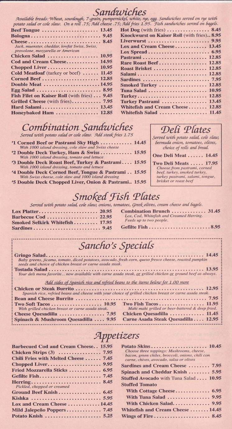 Beverly Glen Deli - Los Angeles, CA menu_pic