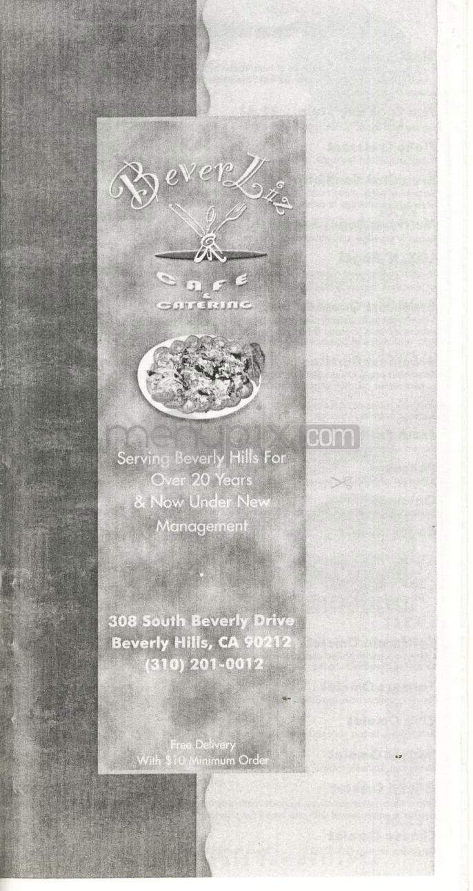 Beverliz Cafe - Beverly Hills, CA menu_pic