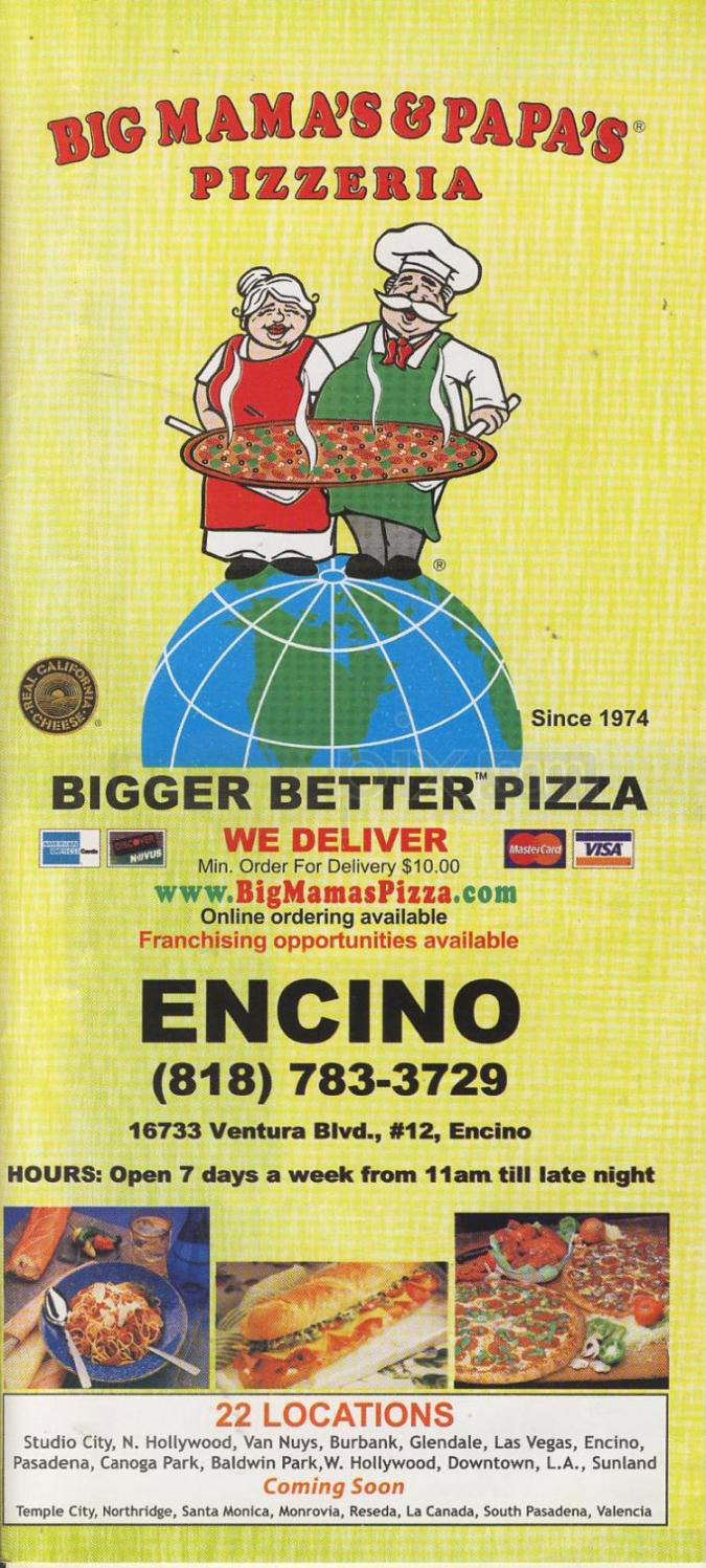 Big Mama's & Papa's Pizzeria - Encino, CA menu_pic