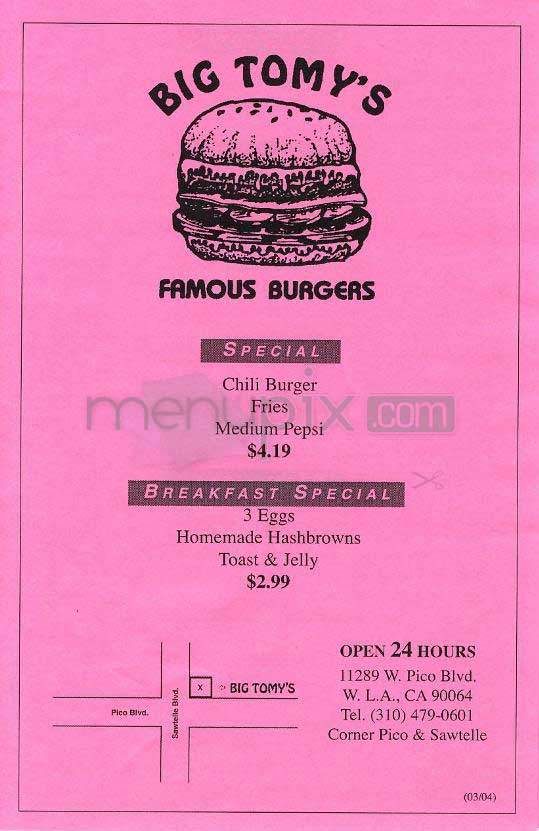 Big Tomy's - Los Angeles, CA menu_pic