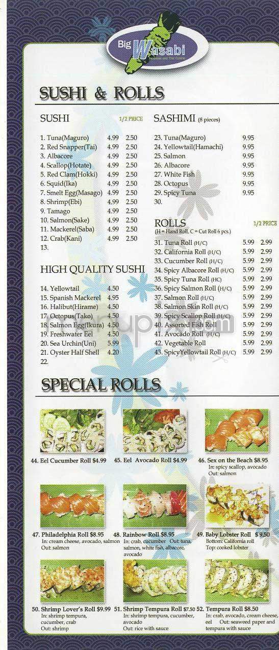 Big Wasabi - Los Angeles, CA menu_pic