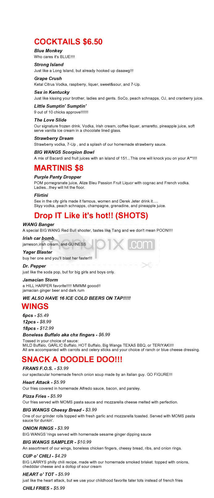 Big Wangs - Los Angeles, CA menu_pic