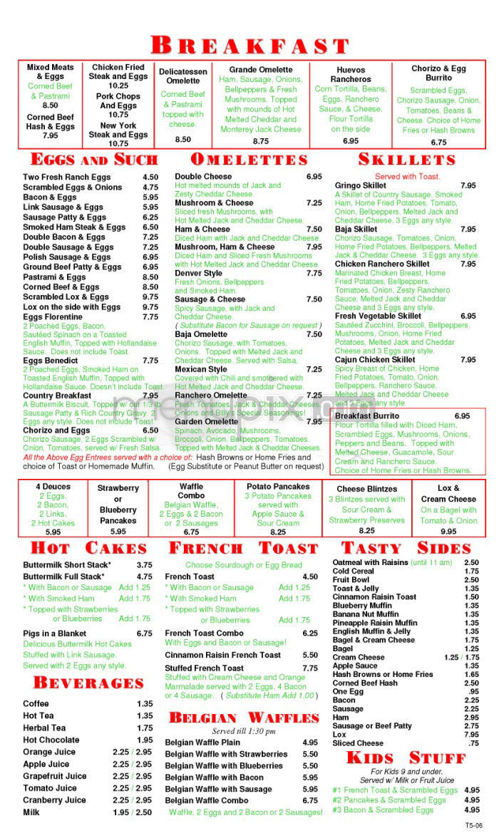 Billy's Deli & Cafe - Torrance, CA menu_pic
