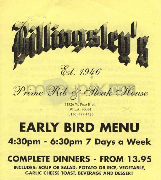 Billingsley's - Los Angeles, CA menu_pic